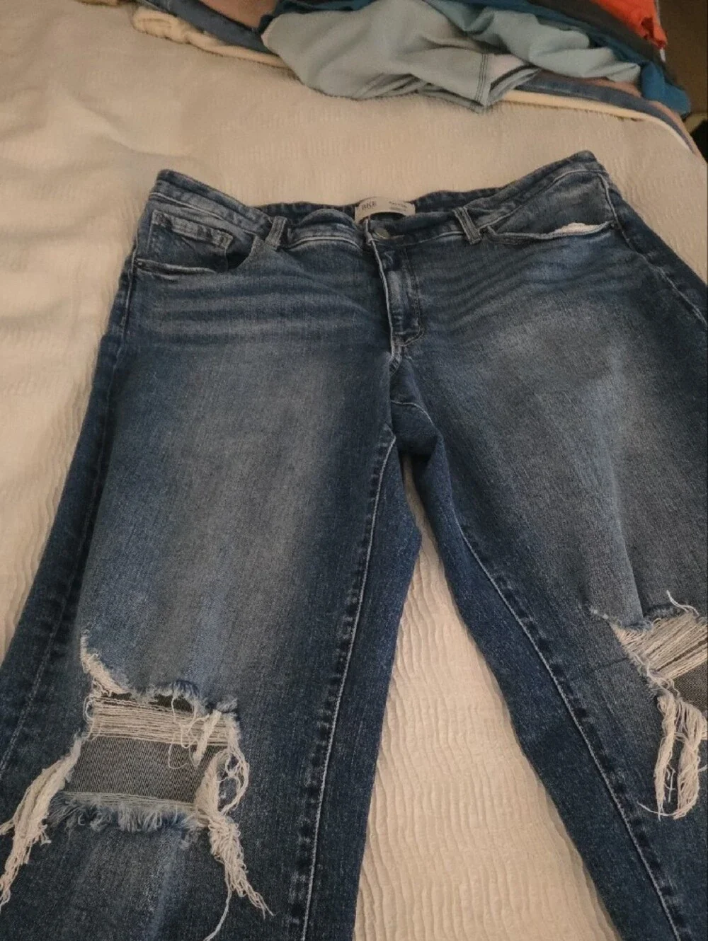 BKE Men's Ripped Boyfriend Jeans - Dark Blue Denim